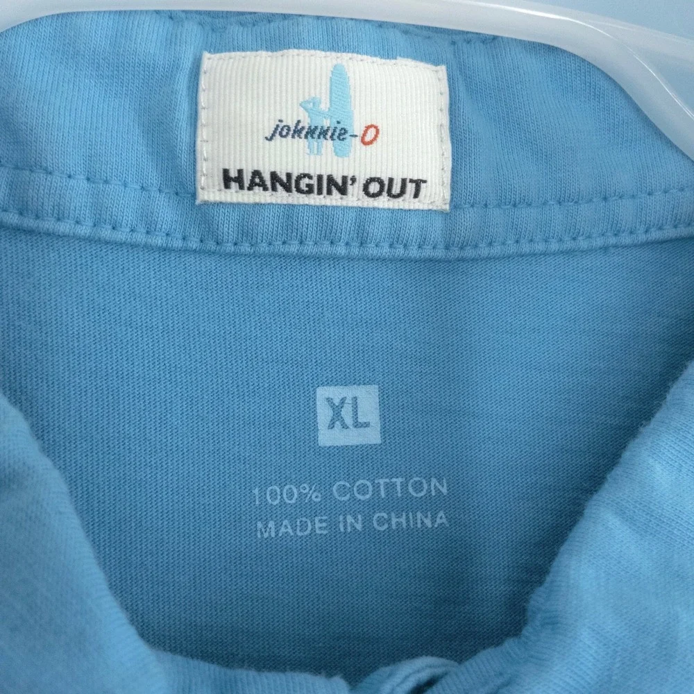 Johnnie-O Hangin' Out Polo Shirt Men's XL Blue 100%‎ Cotton Short Sleeve Pocket